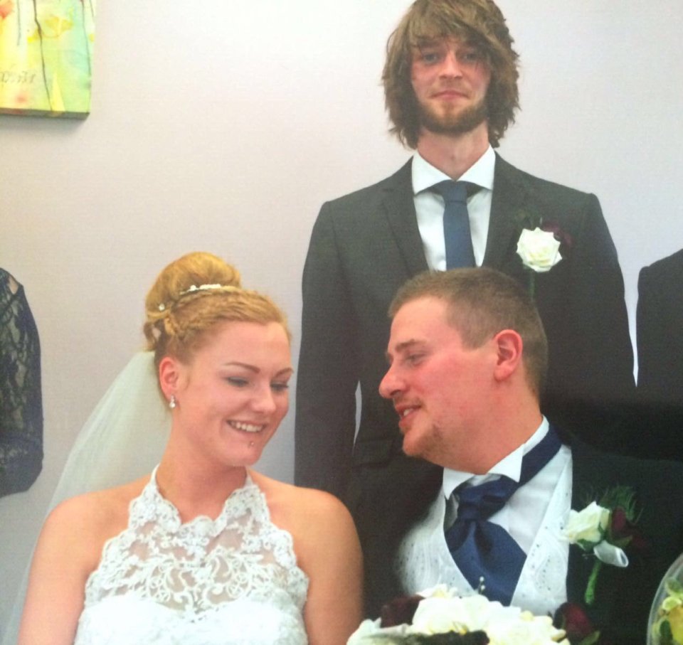 Oliver pictured with his ex-wife Grace and his best man Joe Felstead, with whom she had a brief affair, he says