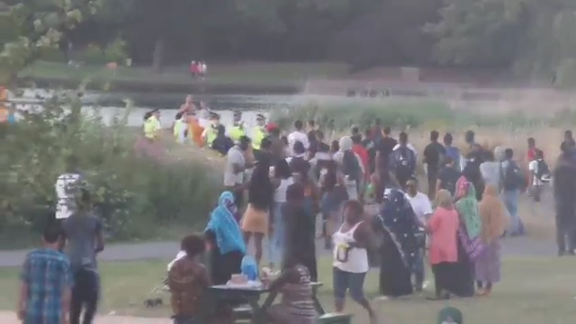 Some of the youngsters seemed to retreat before fronting up to the police after they gave chase 