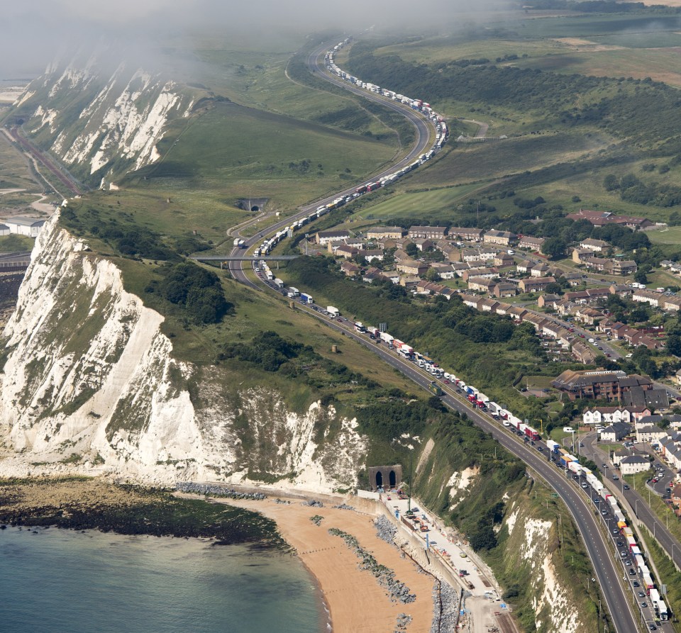 The jam reportedly stretches for nearly 12 miles out of Dover and is set to continue for another 36-48 hours, police said
