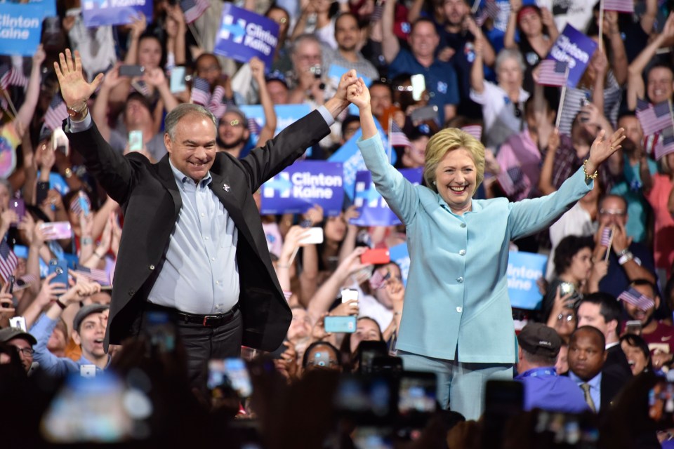 Hillary Clinton and Tim Kaine