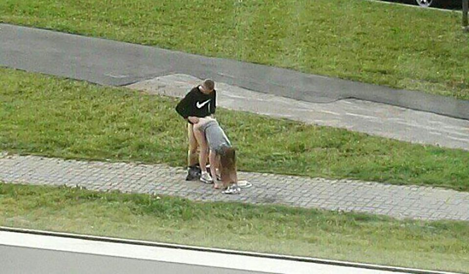 couple having sex in the street