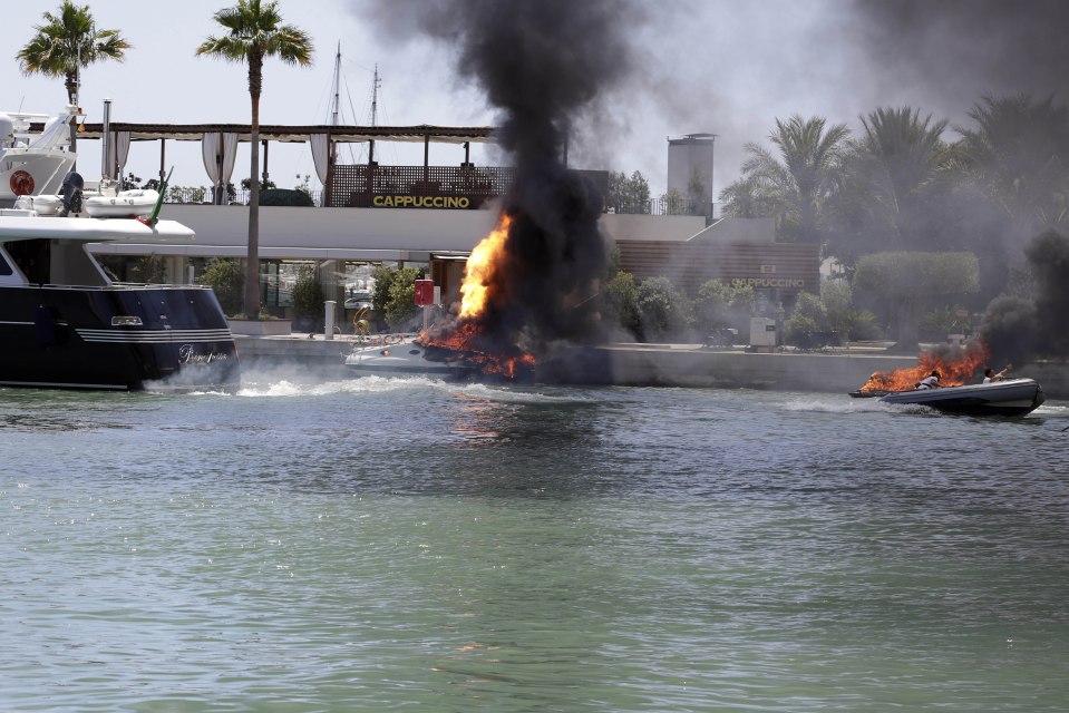 A jet ski also caught fire in the incident which injured 5 people