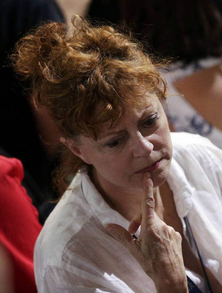 Susan Sarandon appears on the convention floor during the Democratic National Convention in Philadelphia