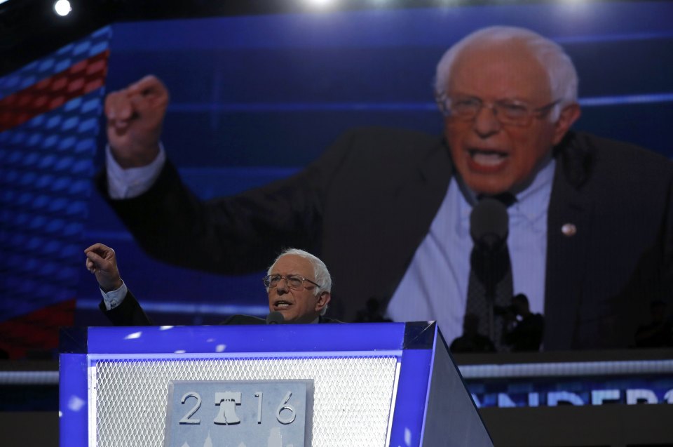 Former Democratic U.S. presidential candidate Sanders speaks during the first session at the Democratic National Convention in Philadelphia
