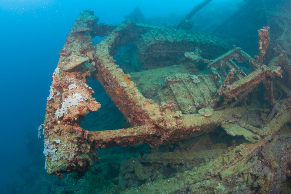 Pictures have revealed the hoard of multi-million-dollar American military equipment that lies at the bottom of the Pacific Ocean