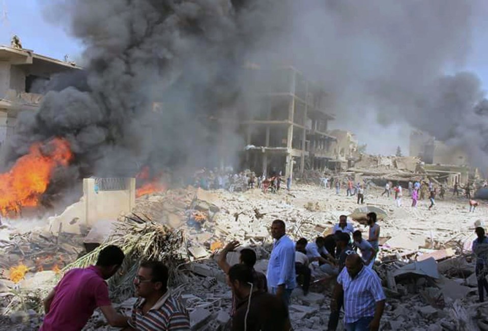 The blasts struck police and government buildings