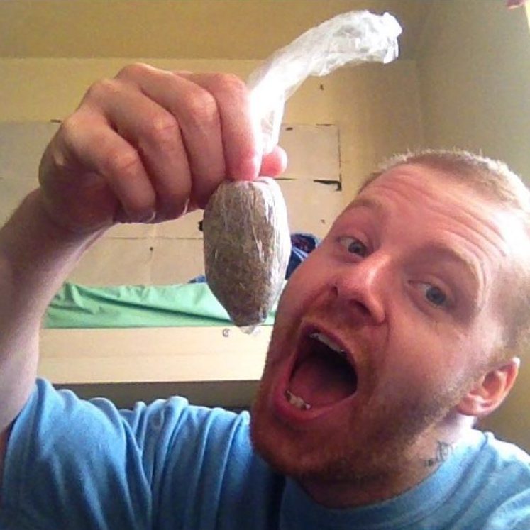 Video also shows the lag with a large bag of what appears to be marijuana 