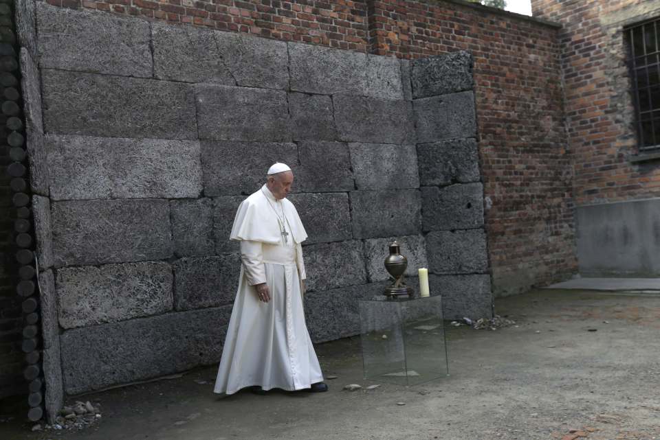 Pope Francis visits the former Nazi German concentration and extermination camp Auschwitz-Birkenau in Oswiecim
