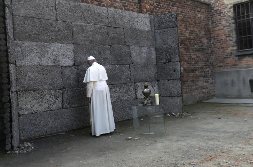 Pope Francis visits the former Nazi German concentration and extermination camp Auschwitz-Birkenau in Oswiecim