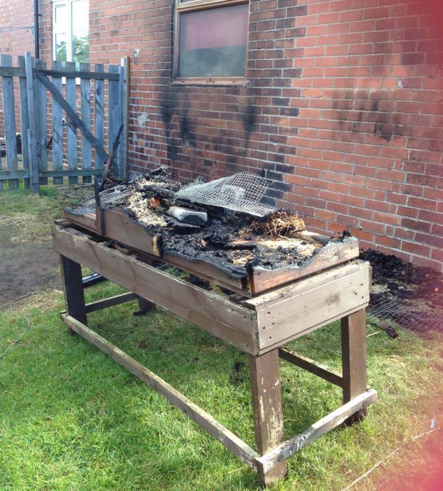 The Clayton's rabbit hutch was set ablaze, burning to death the two rabbits inside it