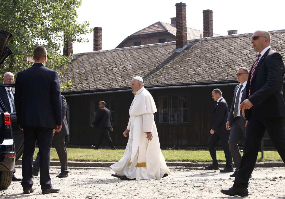 Pope Francis visits former Nazi German concentration and extermination camp Auschwitz-Birkenau in Oswiecim