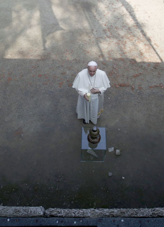 Pope Francis visits the former Nazi German concentration and extermination camp Auschwitz-Birkenau in Oswiecim