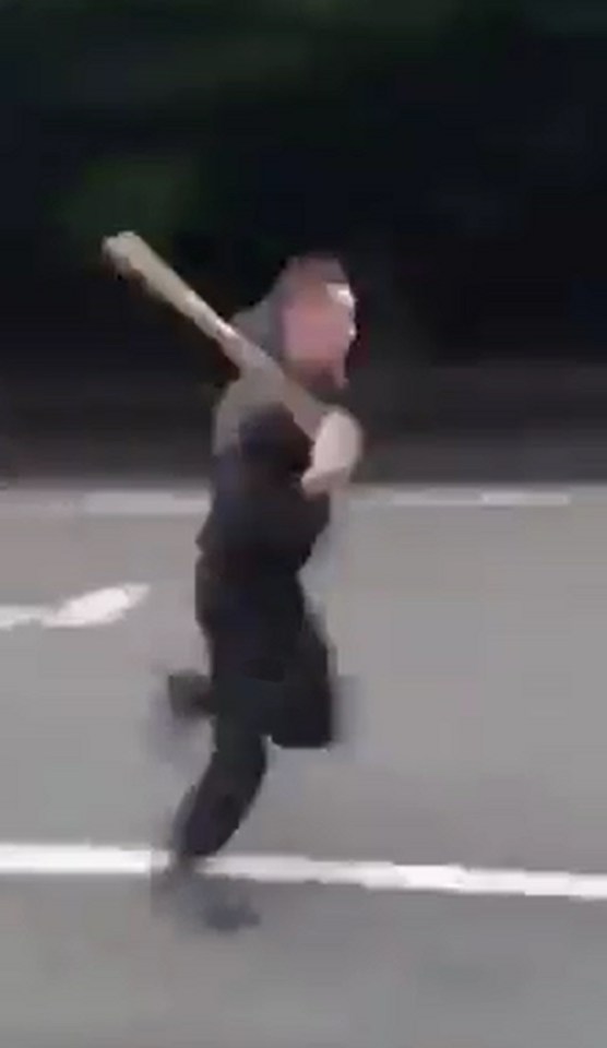 Mini mass brawls break out in the area, and one yob comes running in with a baseball bat