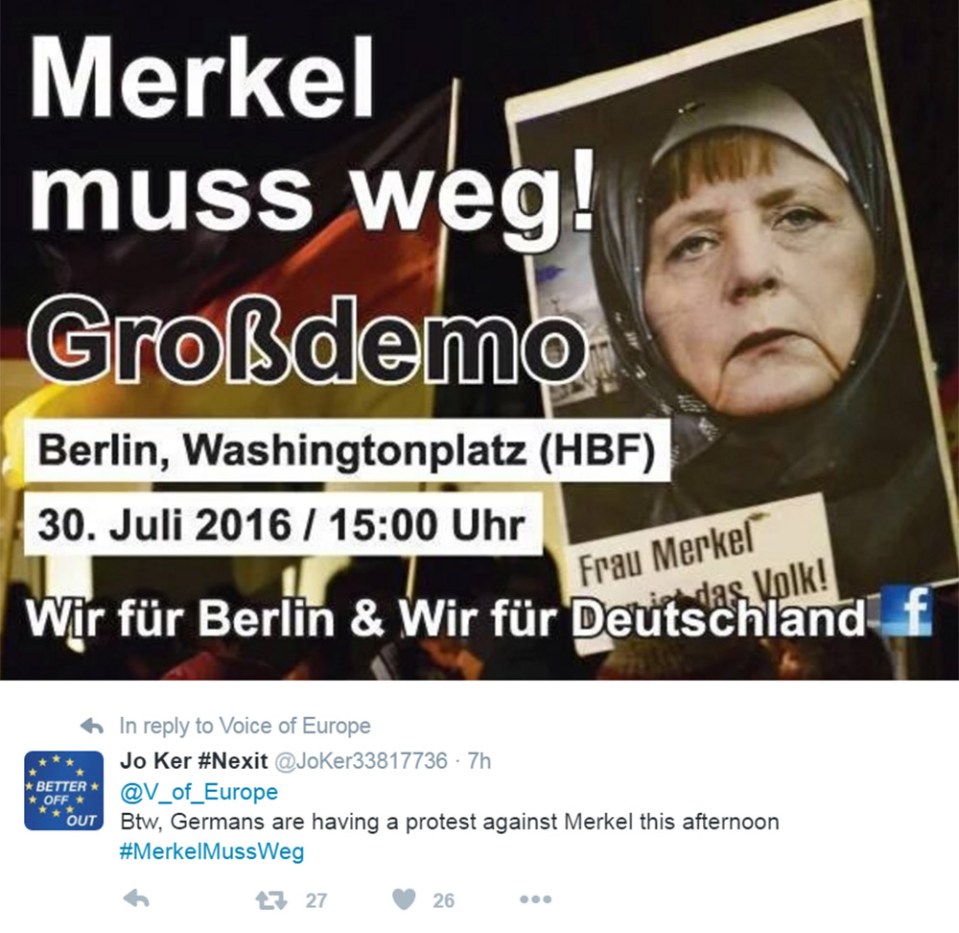 Protesters have taken to the streets of Berlin demanding chanting 'Merkel must go'