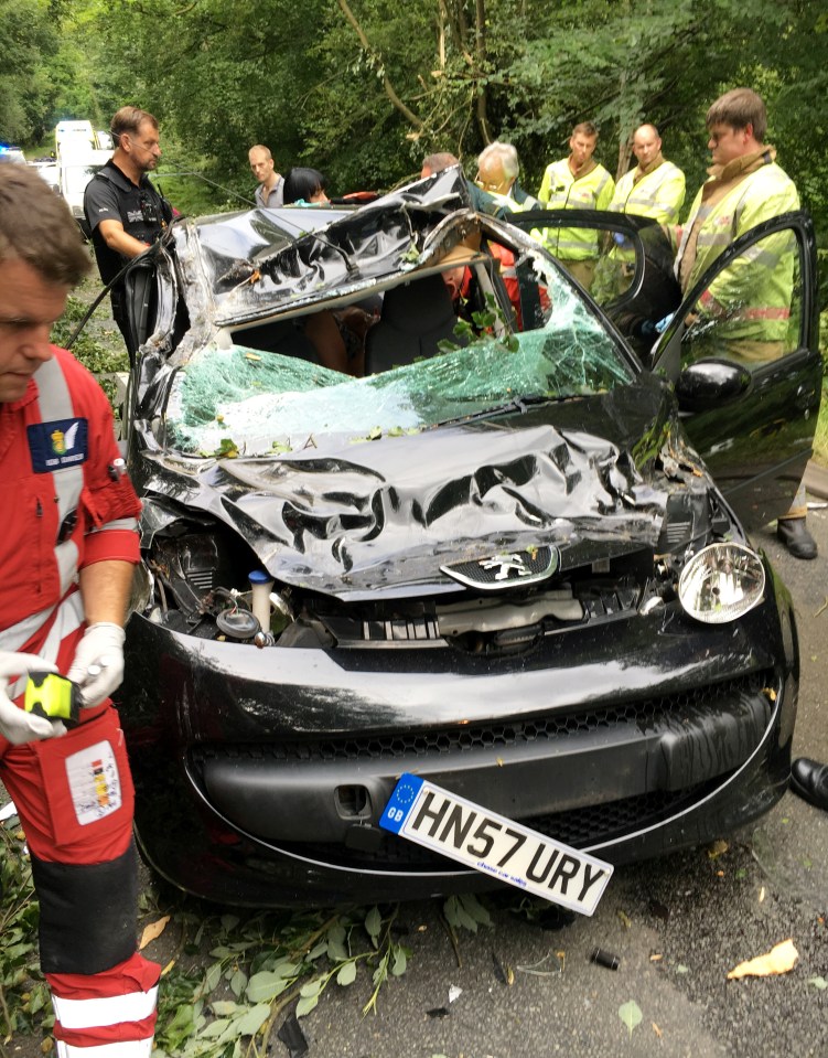 The vehicle was completely flattened and officers said if Faith had been an adult she would "almost certainly have been decapitated"
