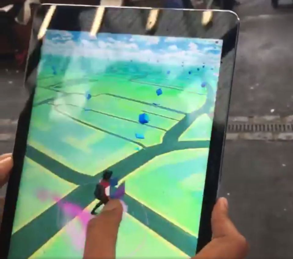 The game shows you a flat representation of the city you're wandering around