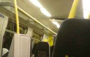 Bizarre moment a high-pitched train announcer comes over the tannoy