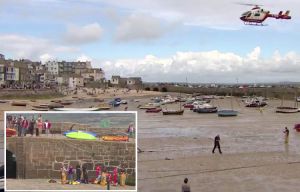 Teen airlifted to hospital after plunging 15ft off wall as SEAGULL tried to nab ice cream