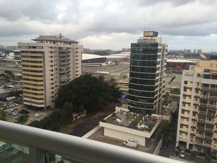 The Olympic Stadium can be seen from the balcony of the penthouse