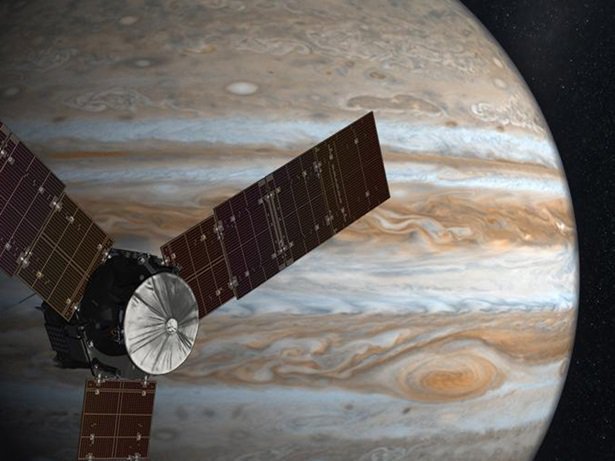 An artist's impression of the Juno probe and Jupiter