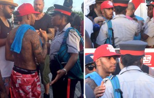 Lewis Hamilton has tense run-in with police as he holidays in Barbados