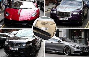 Qatari-registered supercars take to the streets of London... and don't seem to think parking rules apply