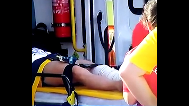 Said can be seen being loaded into a waiting ambulance after the horror break