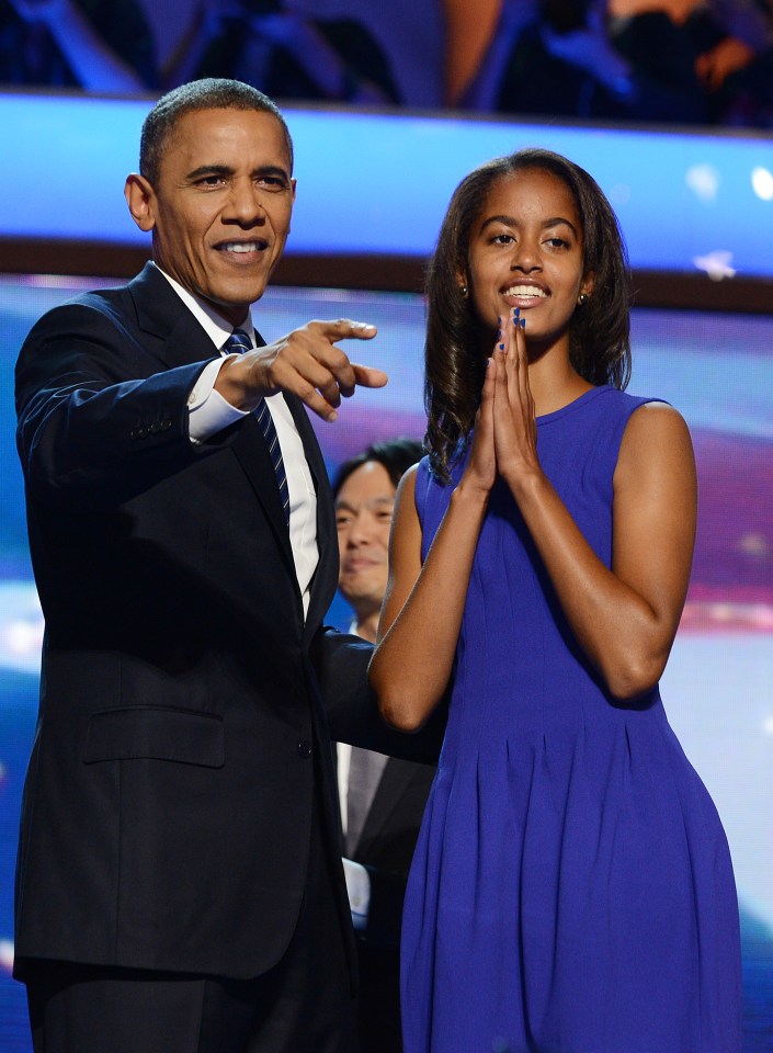 Malia Obama pictured with her father, US President Barack Obama