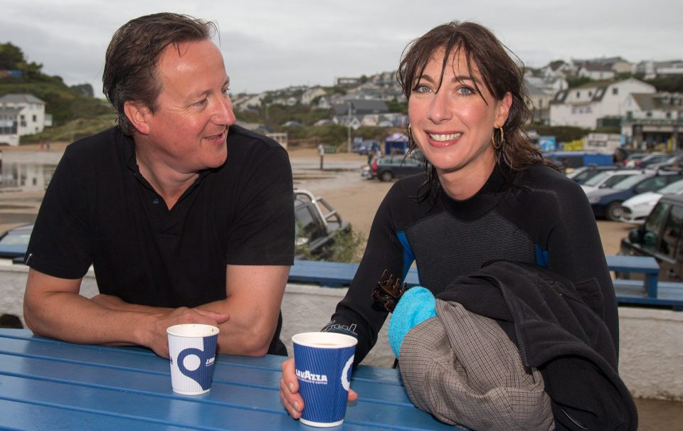 Polzeath is a holiday favourite for the Camerons - here they are pictured in a local cafe last year