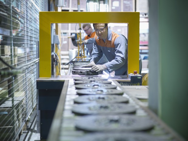 Workers on production line
