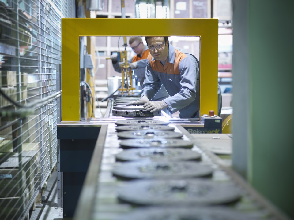 Workers on production line