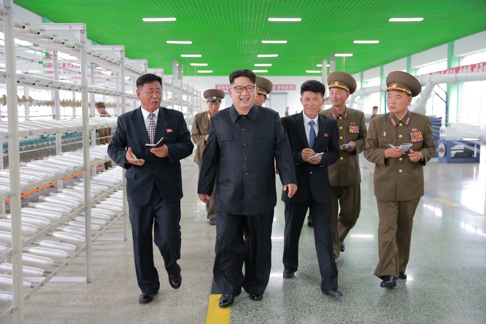 Kim Jong Un visits the newly-built combined fishing-tackle factory under the Korean People's Army
