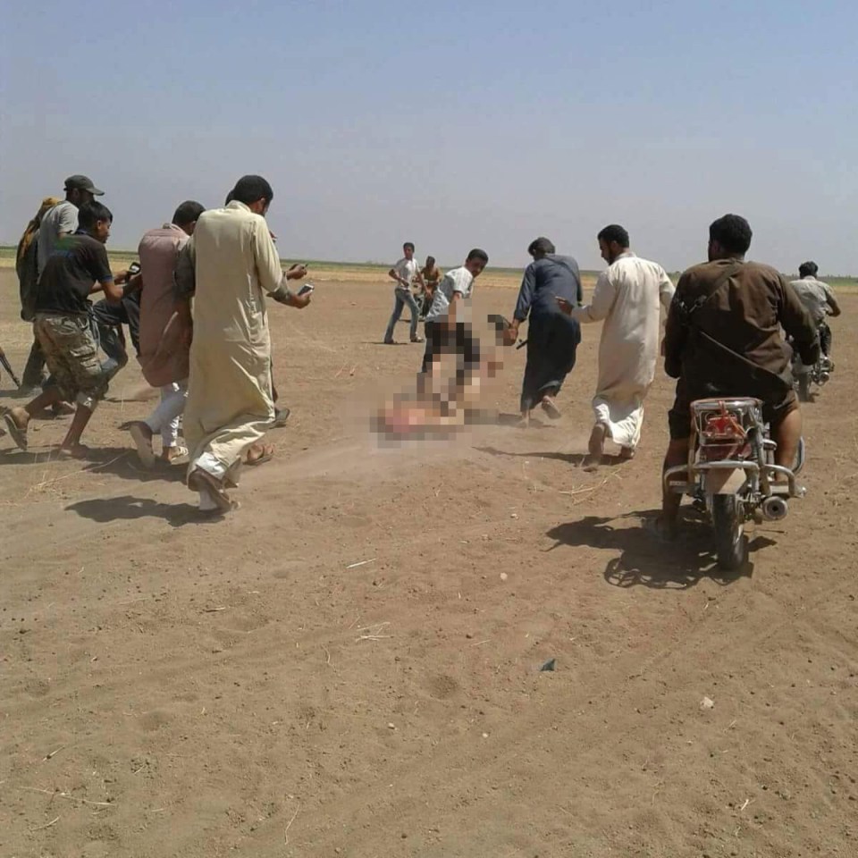Images emerging on social media appeared to show one of the victims being dragged through the desert by rebels