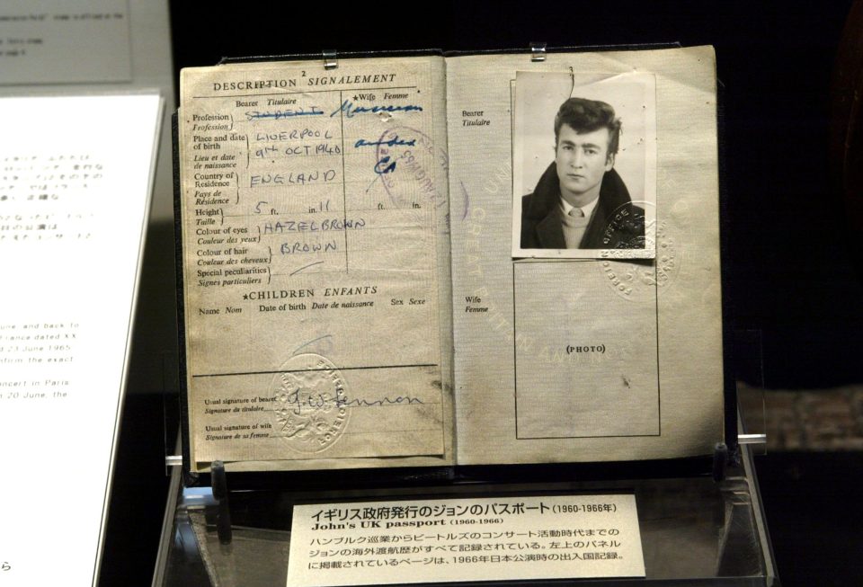 FIRST BRITISH PASSPORT OF JOHN LENNON ON DISPLAY AT THE JOHN LENNON MUSEUM, SAITAMA CITY, JAPAN - JUL 2004