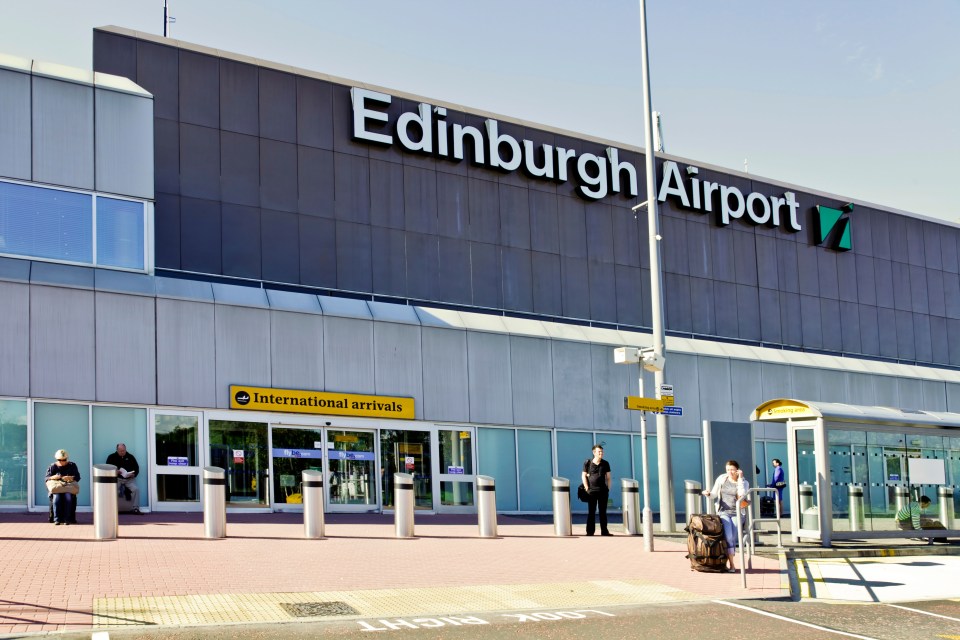 Main door from the International arrivals area of Edinburgh Airport, Scotland, UK, Great Britain.