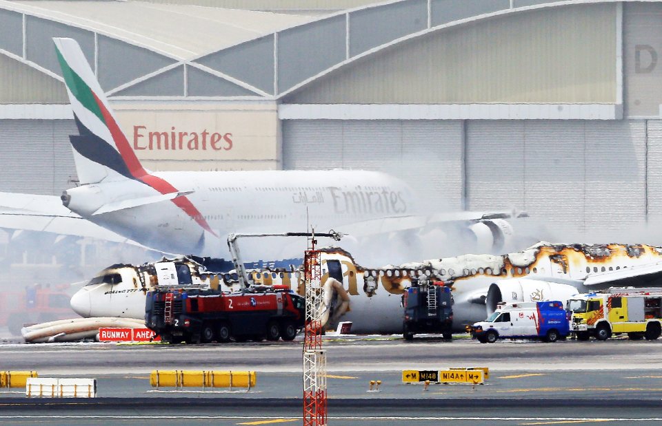 The devastating damage to the aircraft's fuselage was revealed when fire crews were able to finally extinguish the blaze