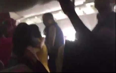 A person was heard yelling "jump!" as passengers scrambled to exit