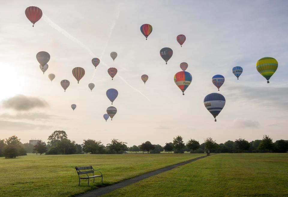 Dozens of balloons took to the West country skies this morning ahead of the festival 