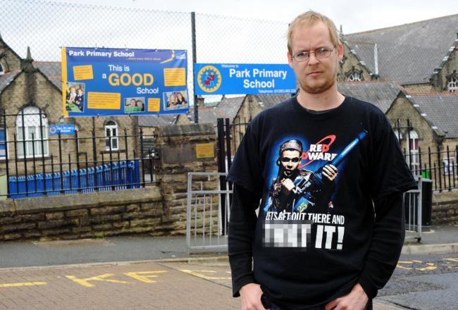 Craig McBeth was banned from his kids' school after wearing an "inappropriate" t-shirt on sports day