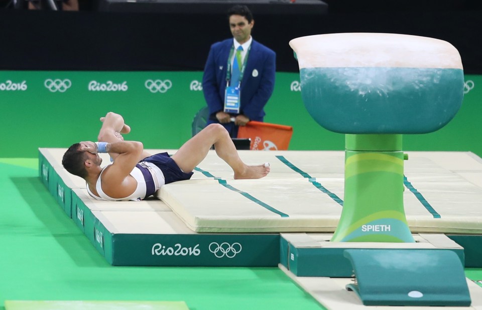 Samir Ait Said landed awkwardly after vaulting and saw his left leg bent out of place