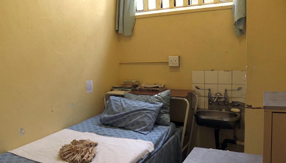 The cell at the Kgosi Mampuru II prison where Pistorius was held after initially being sentenced for culpable homicide