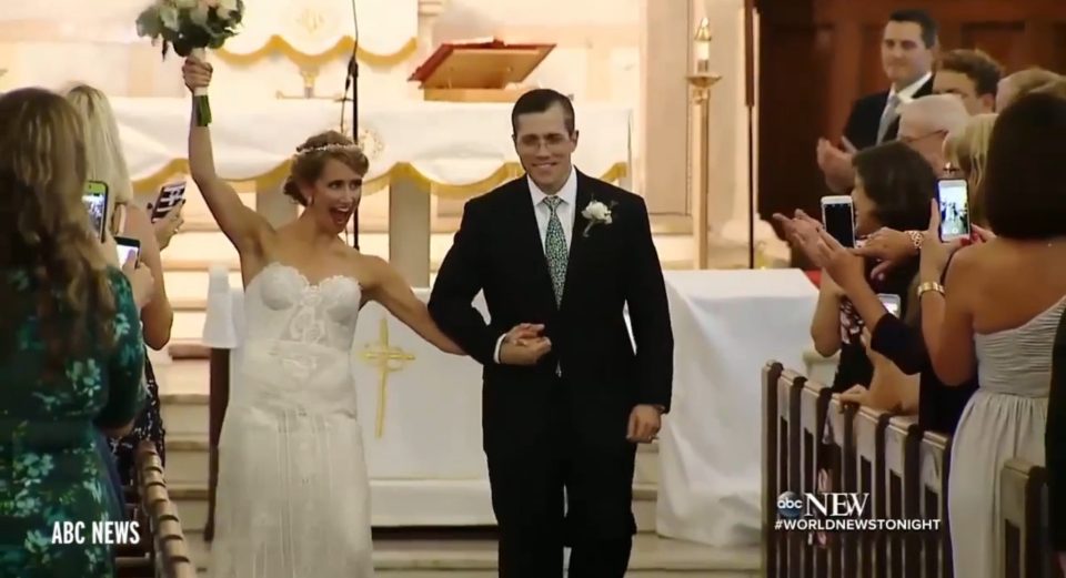 The groom, Paul Maenner, said he was "overtaken with emotions" after seeing the two of them together