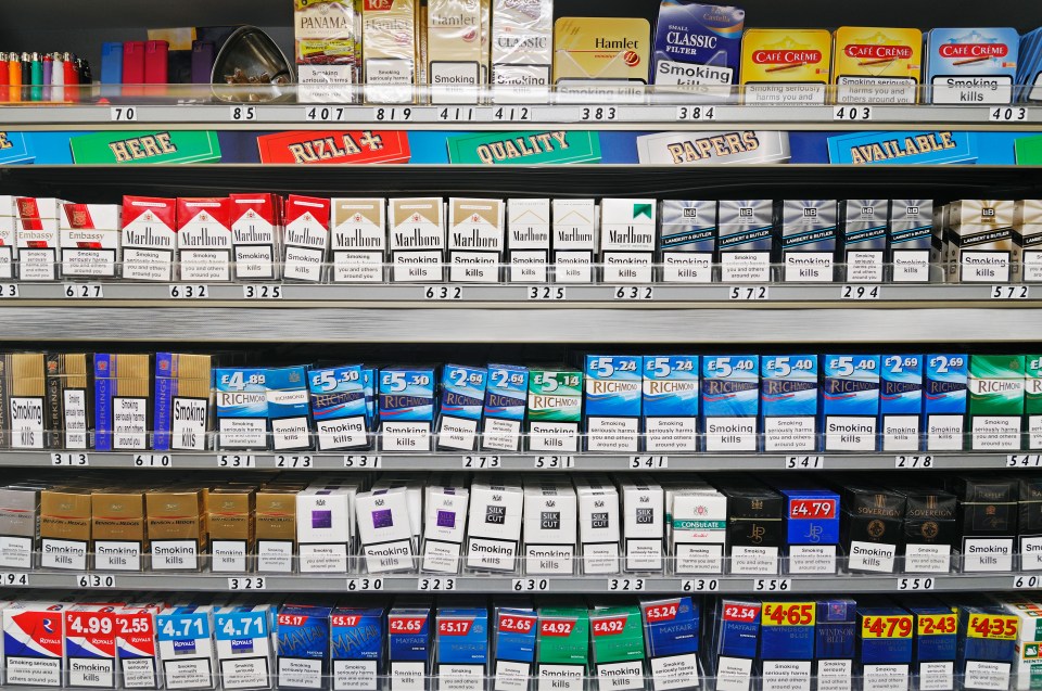 Cigarettes on Sale in a Shop, UK.