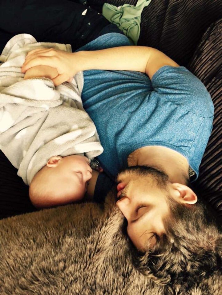 Owen pictured with his new baby Jaxon before his horrifying near death experience