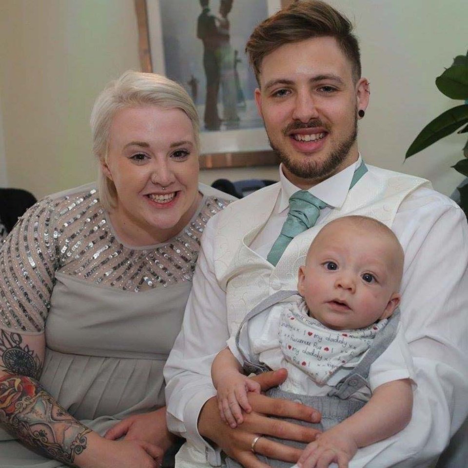 Owen Scriven, 19, with his partner Emily Smith and their son Jackson 