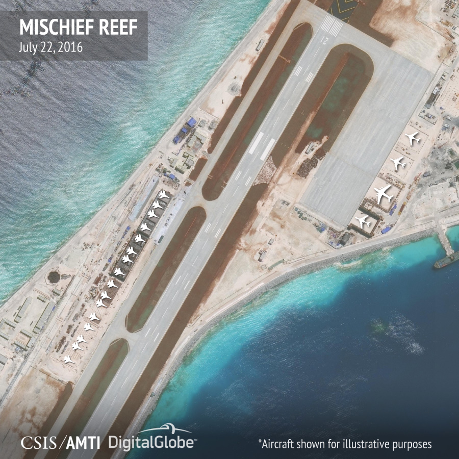 The hangars - seen here with illustrated jets - are designed to withstand an air strike