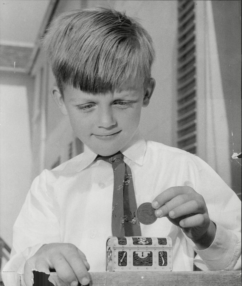 Duke of Westminster with his money box