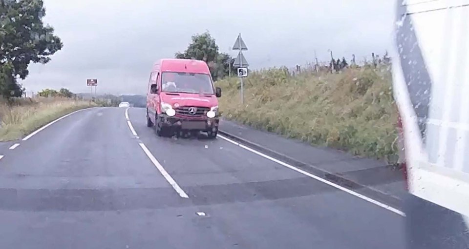 It is said to have happened along a busy road in Wales during the morning rush hour