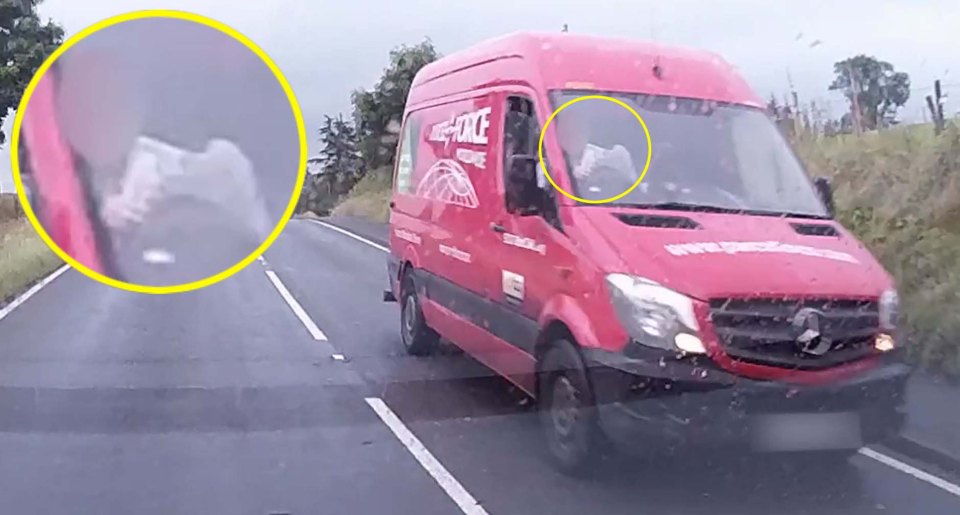 Dad Simon Standerwick caught the driver reading a newspaper while behind the wheel