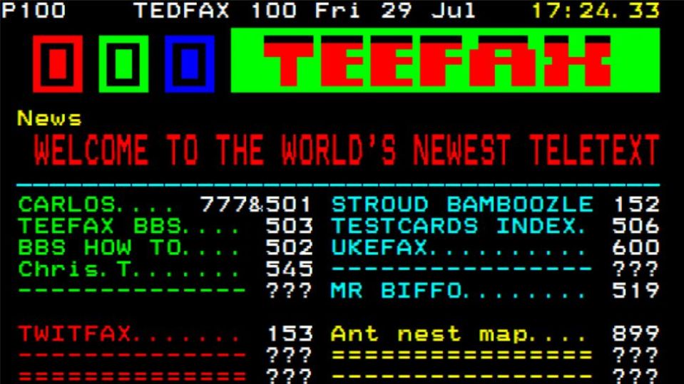 Teefax has been created by a group of nostalgic tech geeks to replace Ceefax